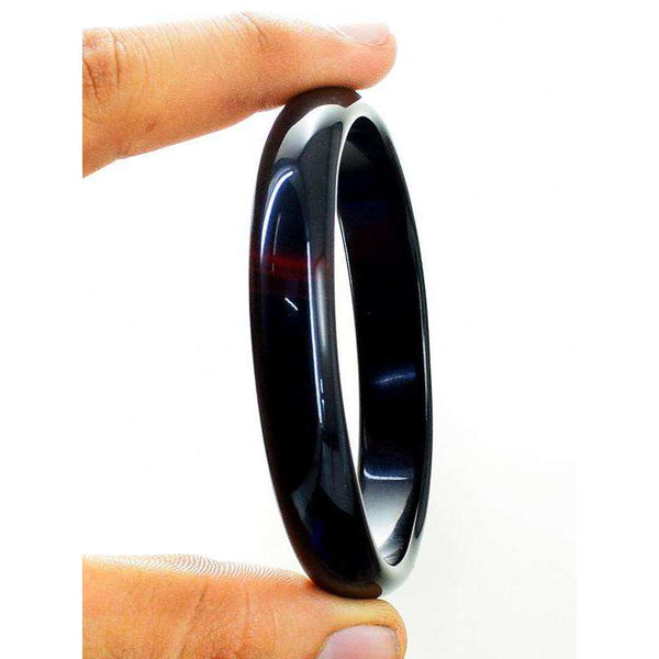 gemsmore:Black Onyx Hand Carved Bangle - Women Jewelry