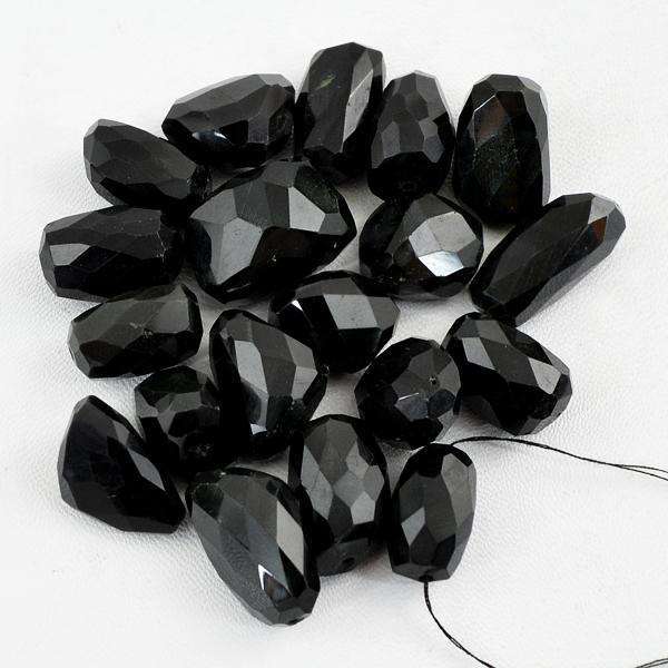 gemsmore:Black Spinel Beads Lot Natural Faceted Drilled