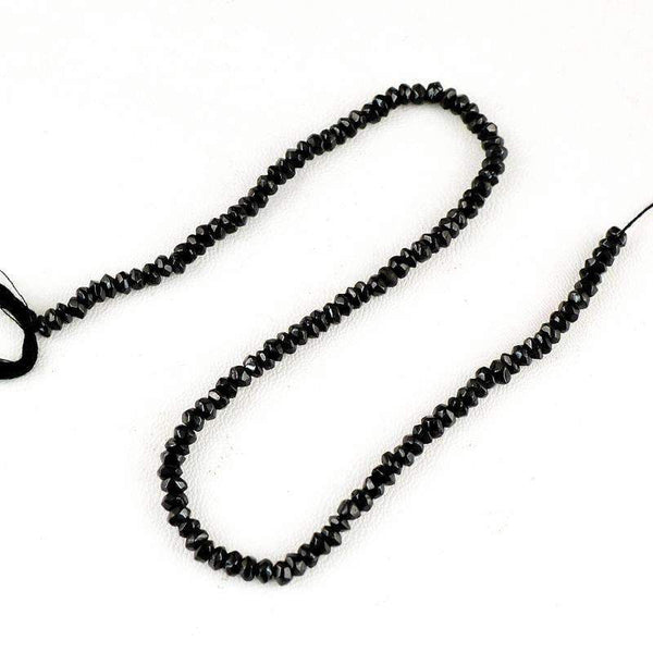 gemsmore:Black Spinel Drilled Beads Strand Natural Round Shape Faceted