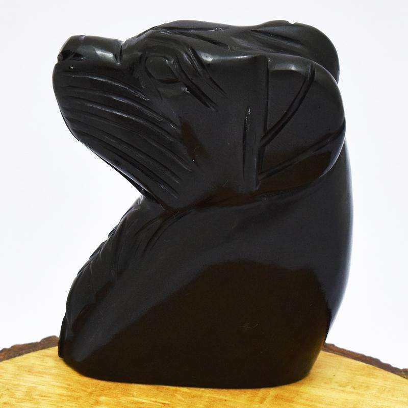 gemsmore:Black Spinel Hand Carved Dog Head