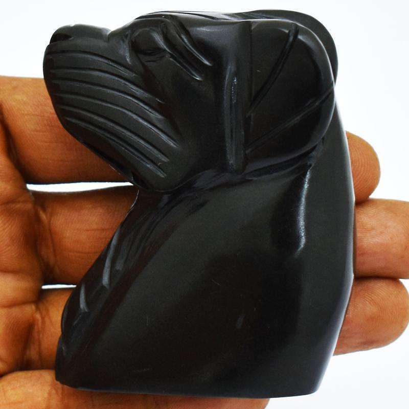 gemsmore:Black Spinel Hand Carved Dog Head