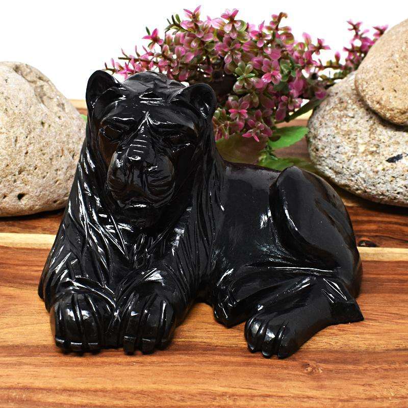 gemsmore:Black Spinel Hand Carved Museum Size Lion