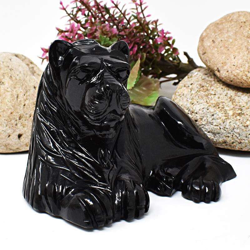 gemsmore:Black Spinel Hand Carved Museum Size Lion