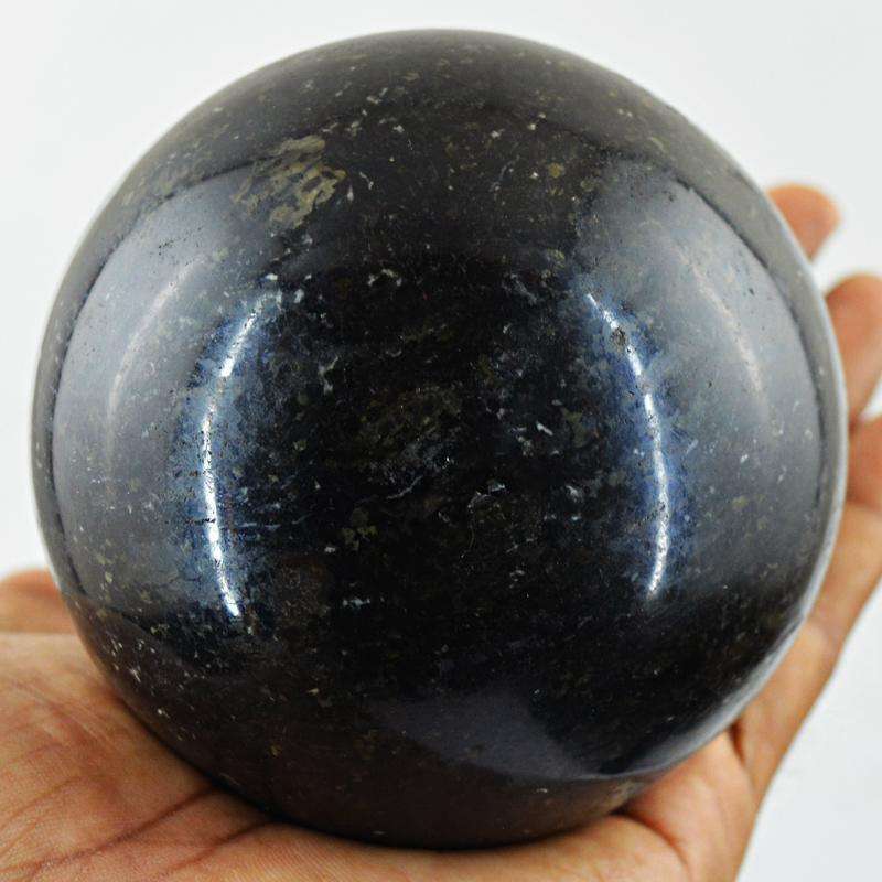 gemsmore:Black Spinel Hand Carved Reiki Healing Ball