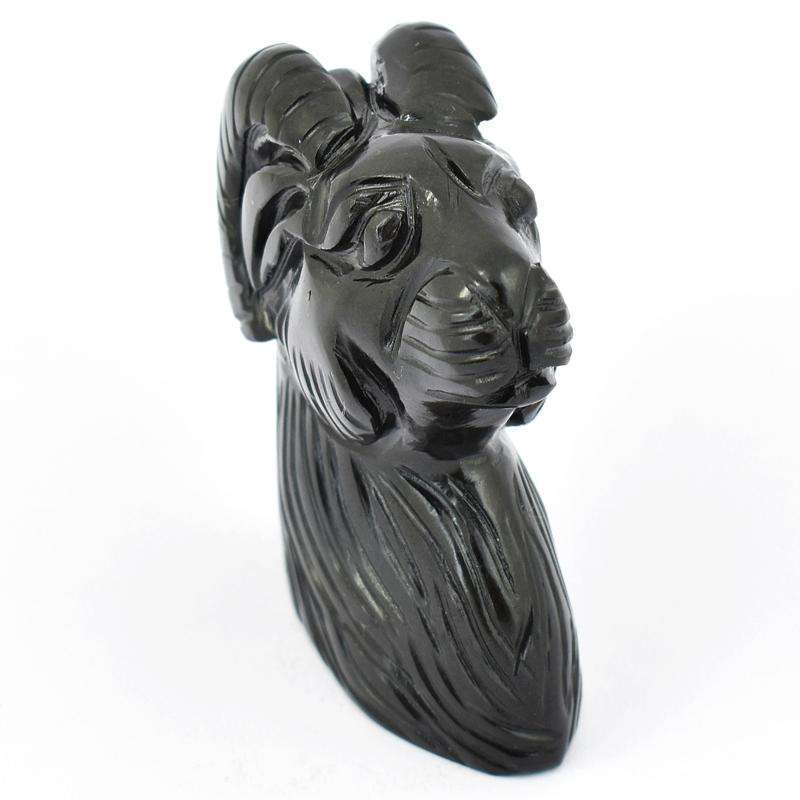 gemsmore:Black Spinel Hand Carved Sheep Head
