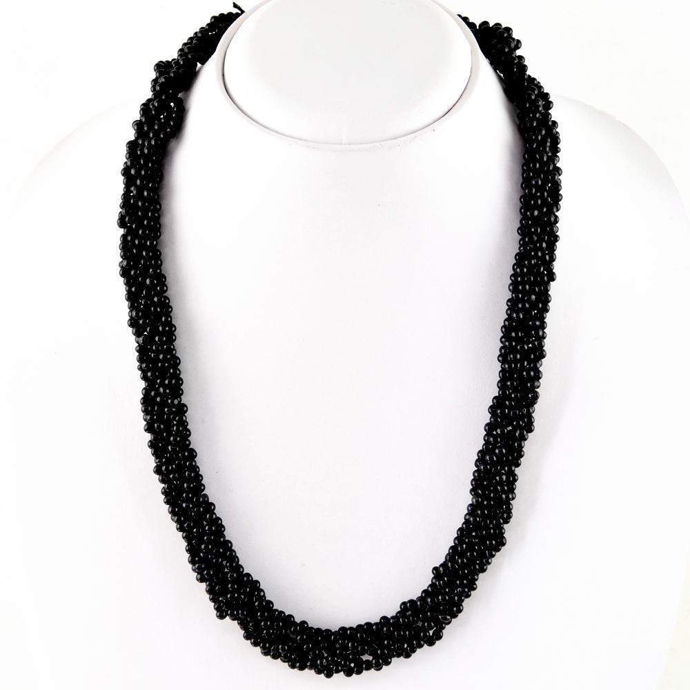 gemsmore:Black Spinel Necklace Natural Round Shape Beads - Best Quality