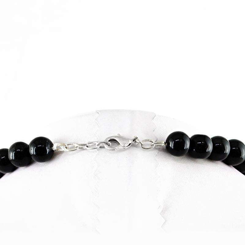 gemsmore:Black Spinel Necklace Natural Untreated Round Shape Beads