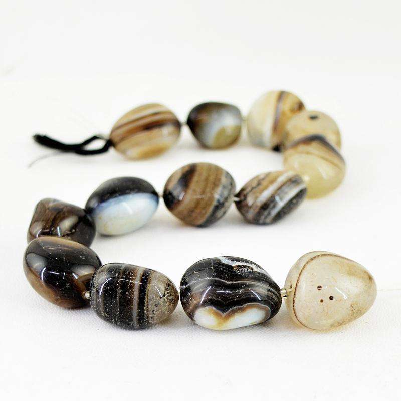 gemsmore:Black & White Onyx Beads Strand - Natural Drilled