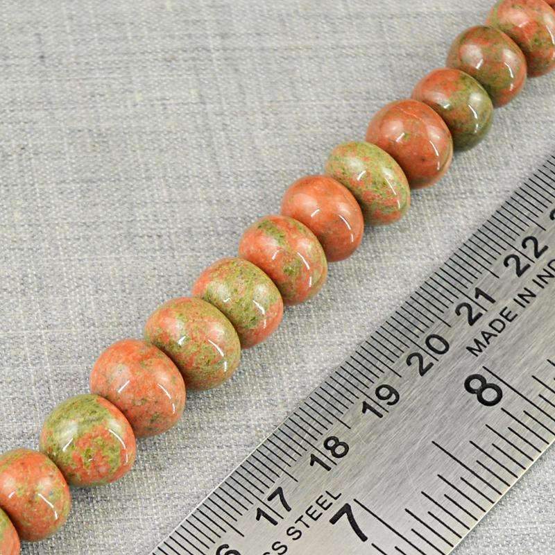 gemsmore:Blood Green Unakite Drilled Beads Strand Natural Round Shape