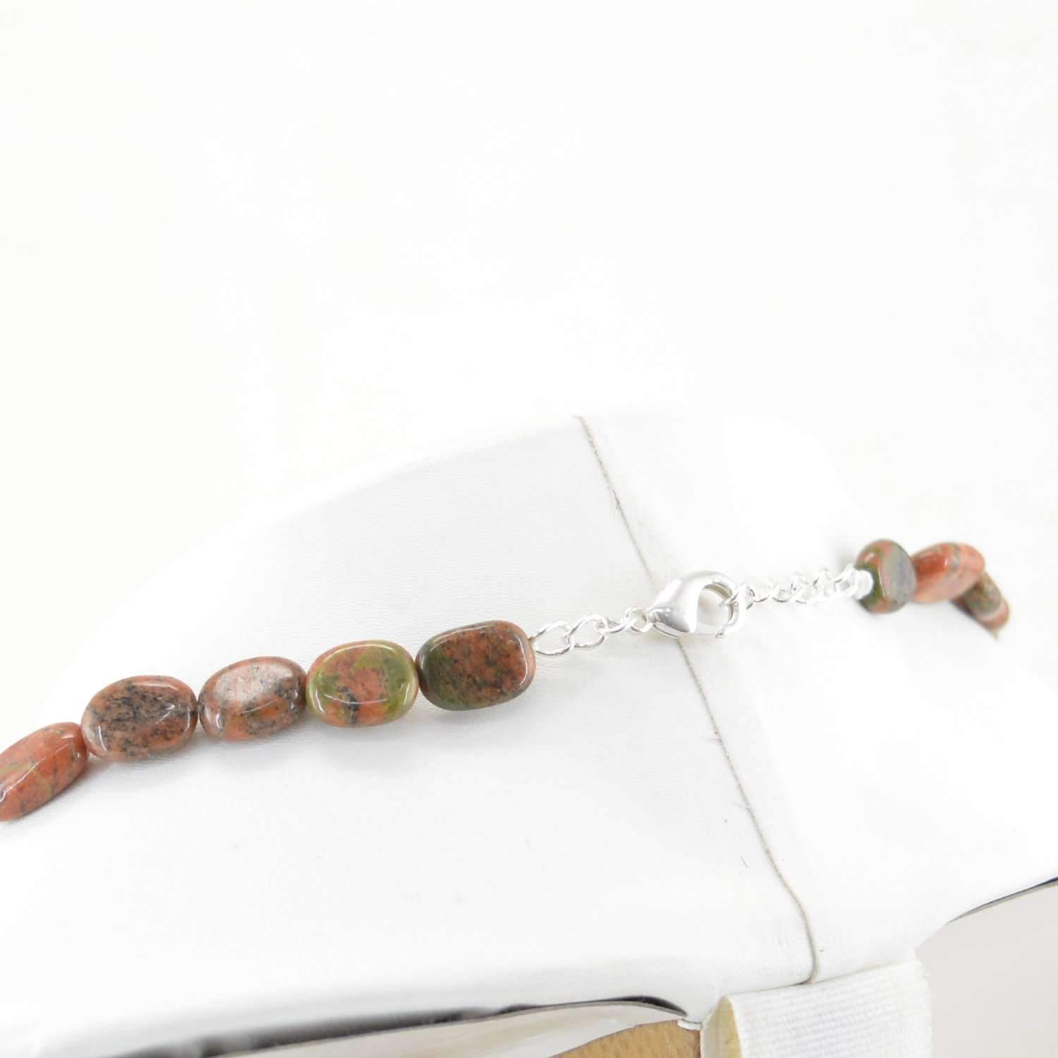 gemsmore:Blood Green Unakite Necklace Natural Single Strand Oval Shape Beads
