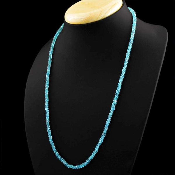 gemsmore:Blue Apatite Necklace Natural 20 Inches Long Round Shape Beads