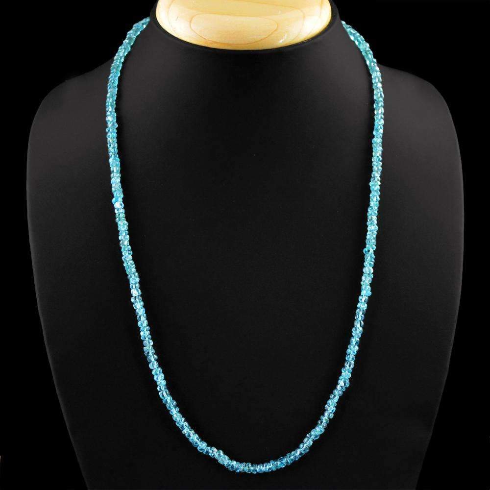 gemsmore:Blue Apatite Necklace Natural 20 Inches Long Round Shape Beads