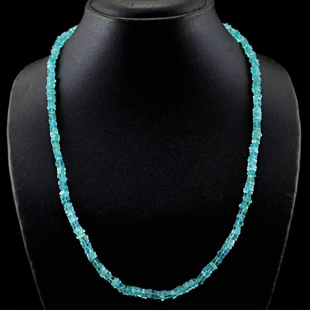 gemsmore:Blue Apatite Necklace Natural 20 Inches Long Untreated Beads