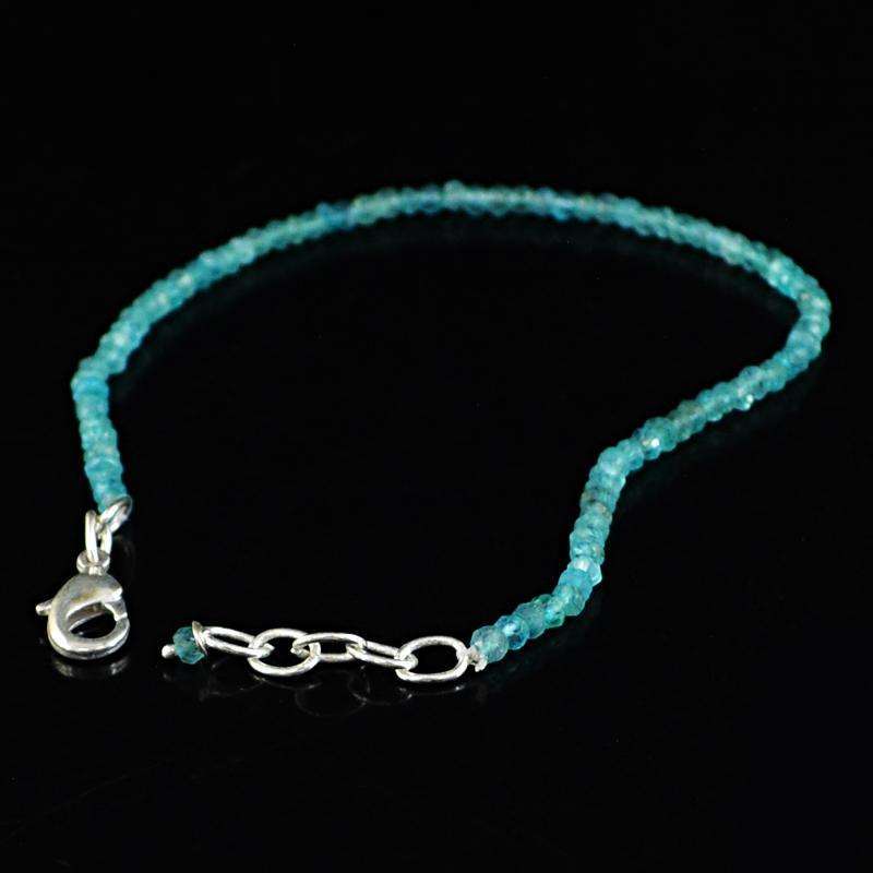 gemsmore:Blue Aquamarine Bracelet Natural Faceted Round Shape Beads
