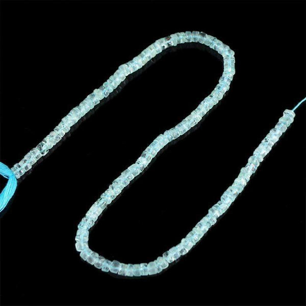 gemsmore:Blue Aquamarine Drilled Beads Strand Natural Round Shape