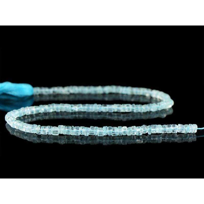 gemsmore:Blue Aquamarine Drilled Beads Strand Natural Round Shape