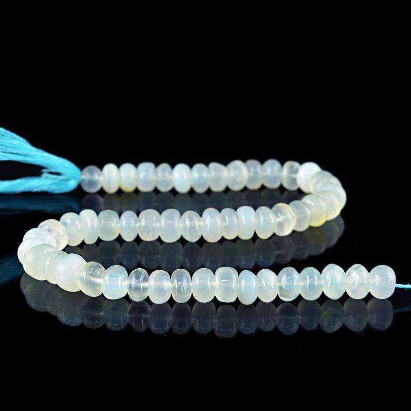 gemsmore:Blue Chalcedony Drilled Beads Strand - Natural Round Shape