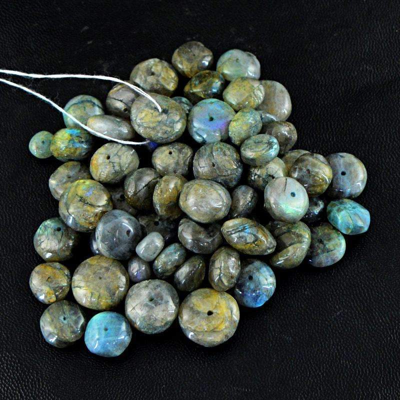 gemsmore:Blue Flash Labradorite Beads Lot Natural Round Shape Drilled