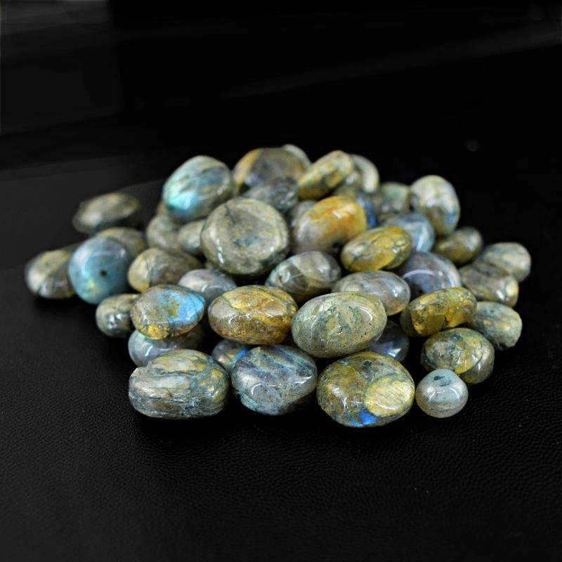 gemsmore:Blue Flash Labradorite Beads Lot Natural Round Shape Drilled