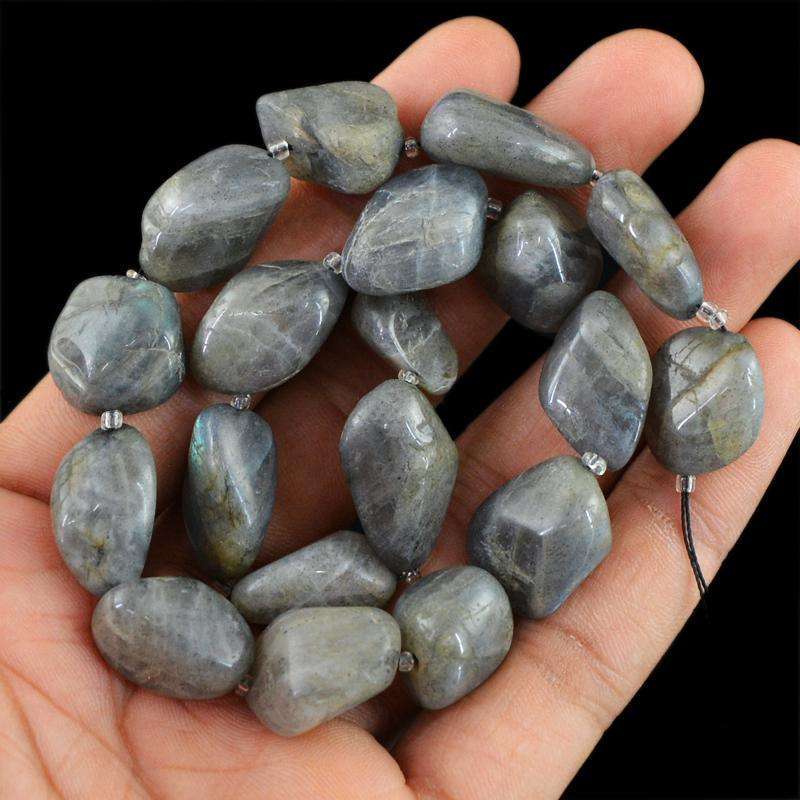 gemsmore:Blue Flash Labradorite Beads Strand - Natural Drilled
