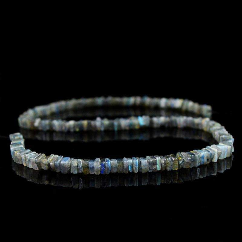 gemsmore:Blue Flash Labradorite Beads Strand Natural Drilled