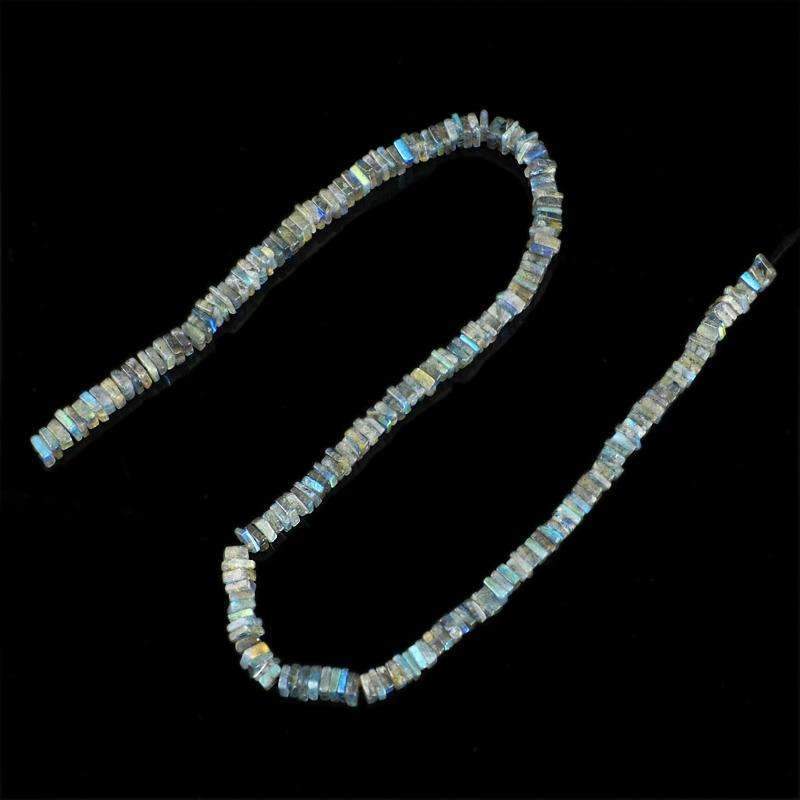 gemsmore:Blue Flash Labradorite Beads Strand Natural Drilled