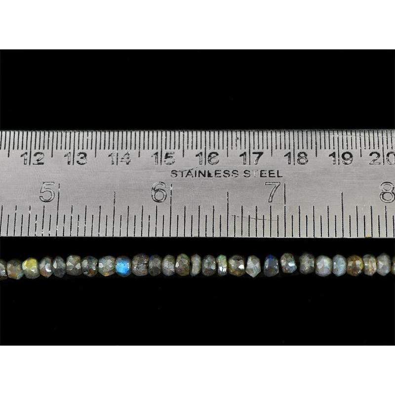 gemsmore:Blue Flash Labradorite Beads Strand Natural Round Shape Faceted Drilled