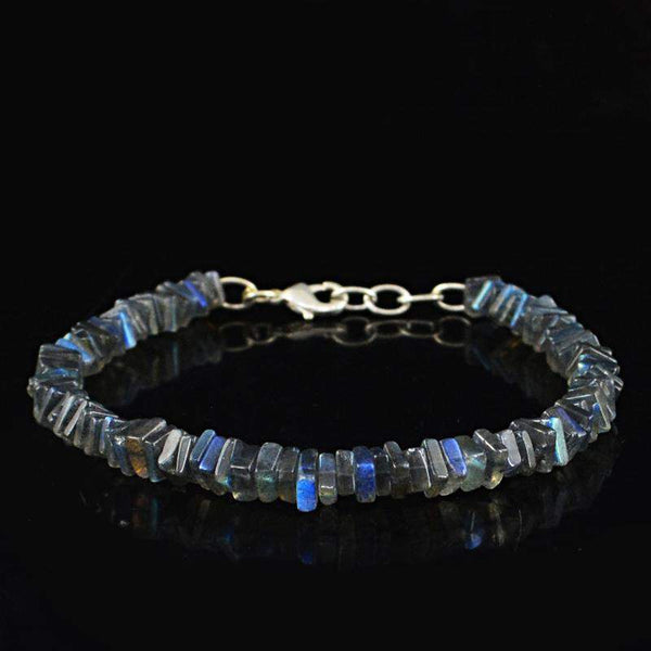 gemsmore:Blue Flash Labradorite Bracelet Natural Genuine Beads