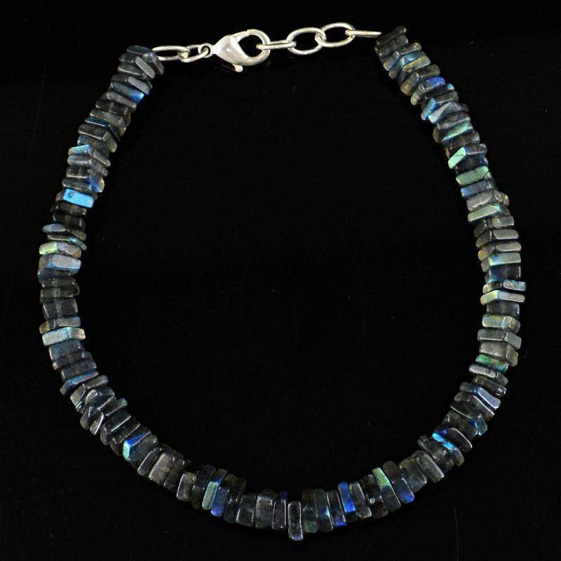 gemsmore:Blue Flash Labradorite Bracelet Natural Genuine Beads