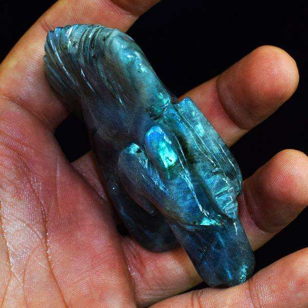 gemsmore:Blue Flash Labradorite Carved Horse Head