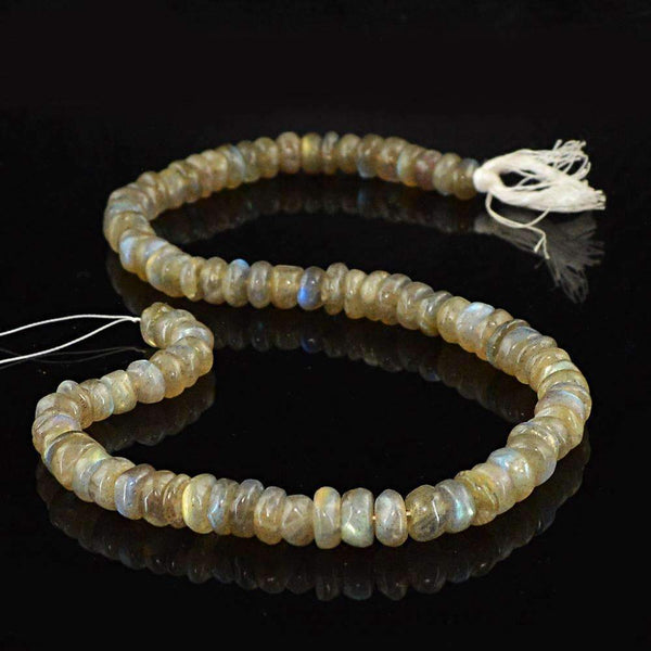 gemsmore:Blue Flash Labradorite Drilled Beads Strand - Natural Round Shape