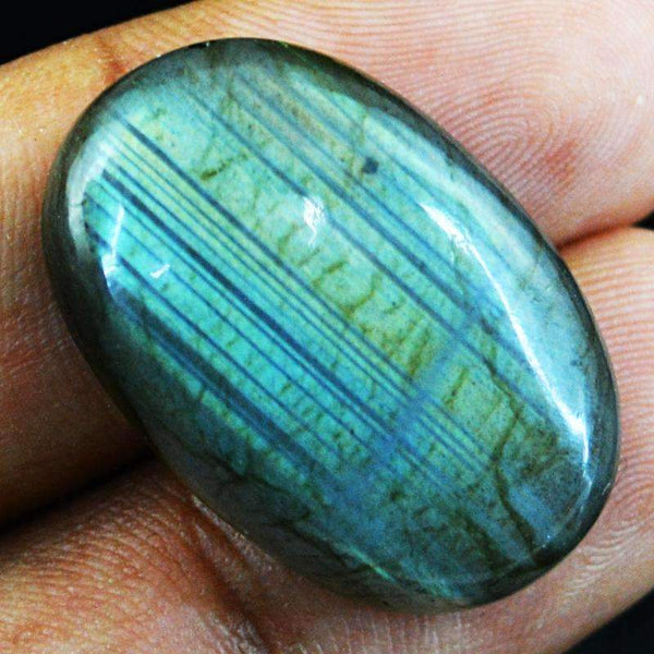 gemsmore:Blue Flash Labradorite Gemstone Natural Untreated Oval Shape