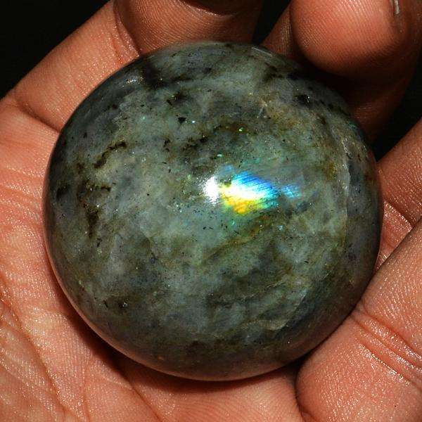 gemsmore:Blue Flash Labradorite Hand Carved Crystal Healing Sphere