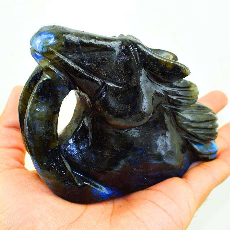 gemsmore:Blue Flash Labradorite Hand Carved Gemstone Horse Burst