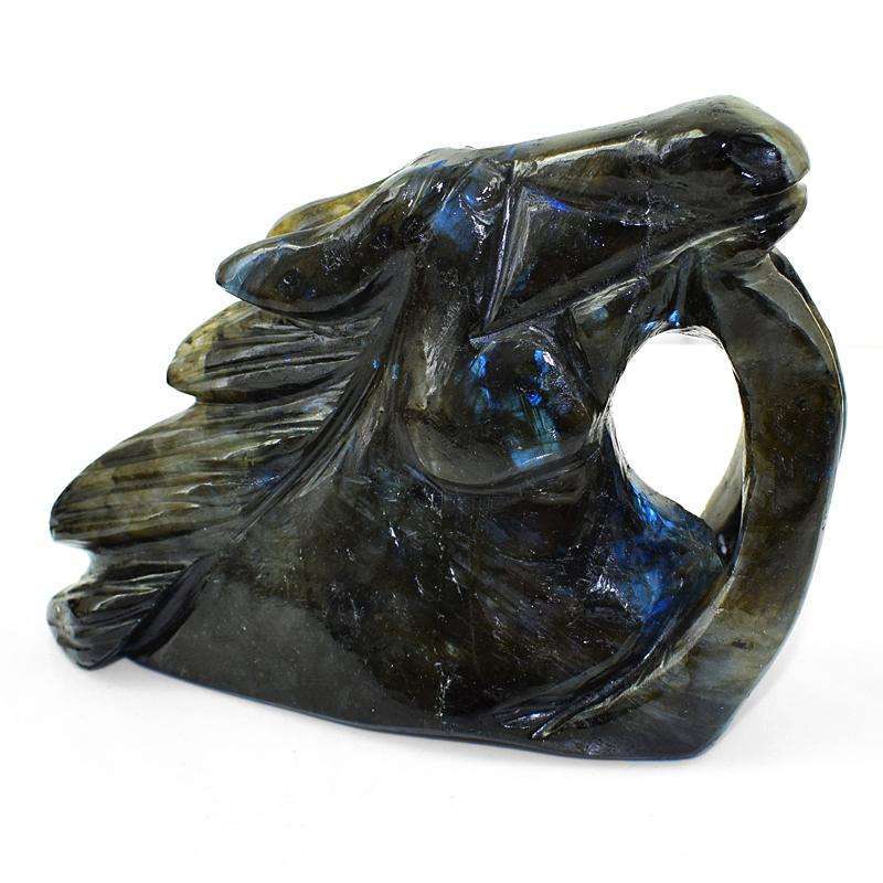 gemsmore:Blue Flash Labradorite Hand Carved Gemstone Horse Burst
