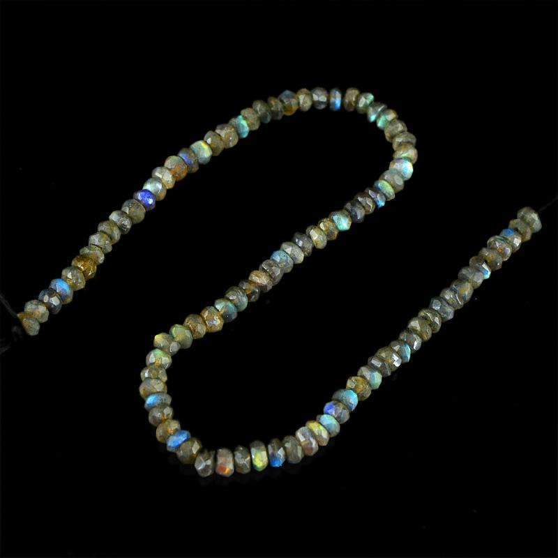 gemsmore:Blue Flash Labradorite Round Cut Beads Strand Natural Drilled