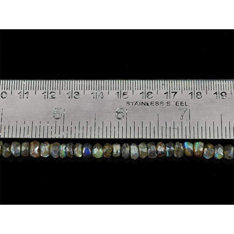 gemsmore:Blue Flash Labradorite Round Cut Beads Strand Natural Drilled
