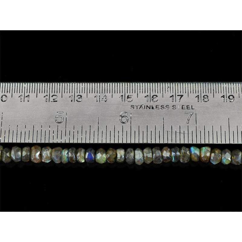 gemsmore:Blue Flash Labradorite Round Cut Beads Strand Natural Drilled