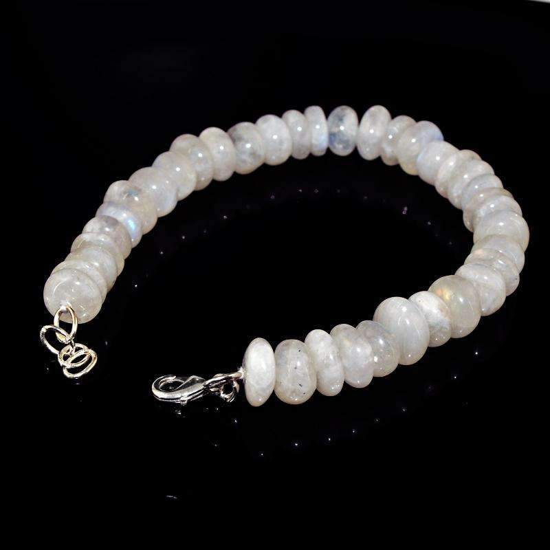 gemsmore:Blue Flash Moonstone Beads Bracelet - Natural Round Shape
