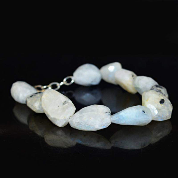 gemsmore:Blue Flash Moonstone Bracelet Natural Faceted Beads