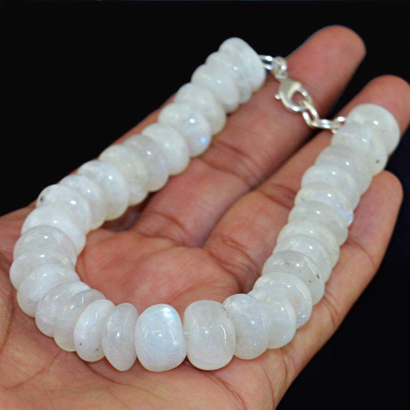 gemsmore:Blue Flash Moonstone Bracelet Natural Round Shape Beads