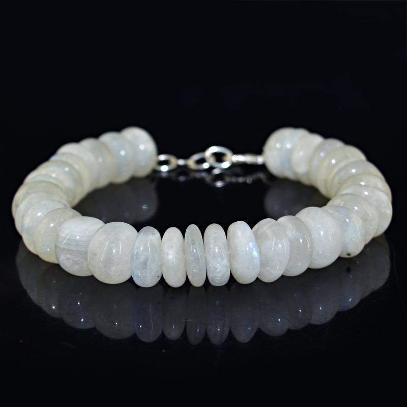 gemsmore:Blue Flash Moonstone Bracelet Natural Round Shape Beads