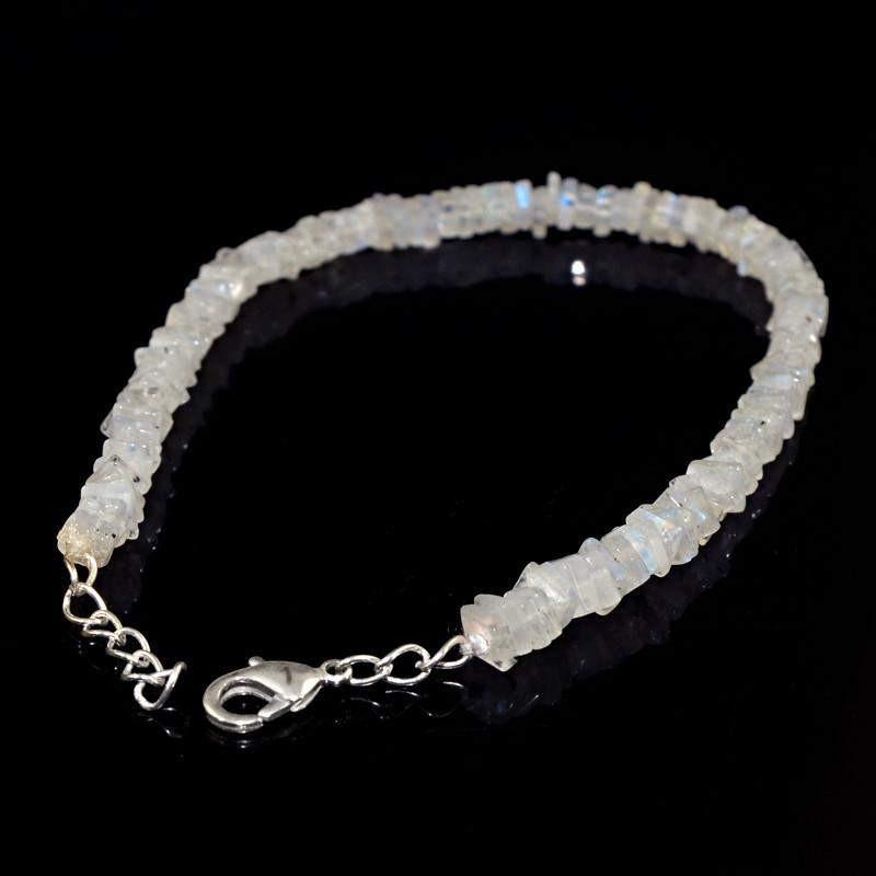 gemsmore:Blue Flash Moonstone Bracelet Natural Untreated Beads