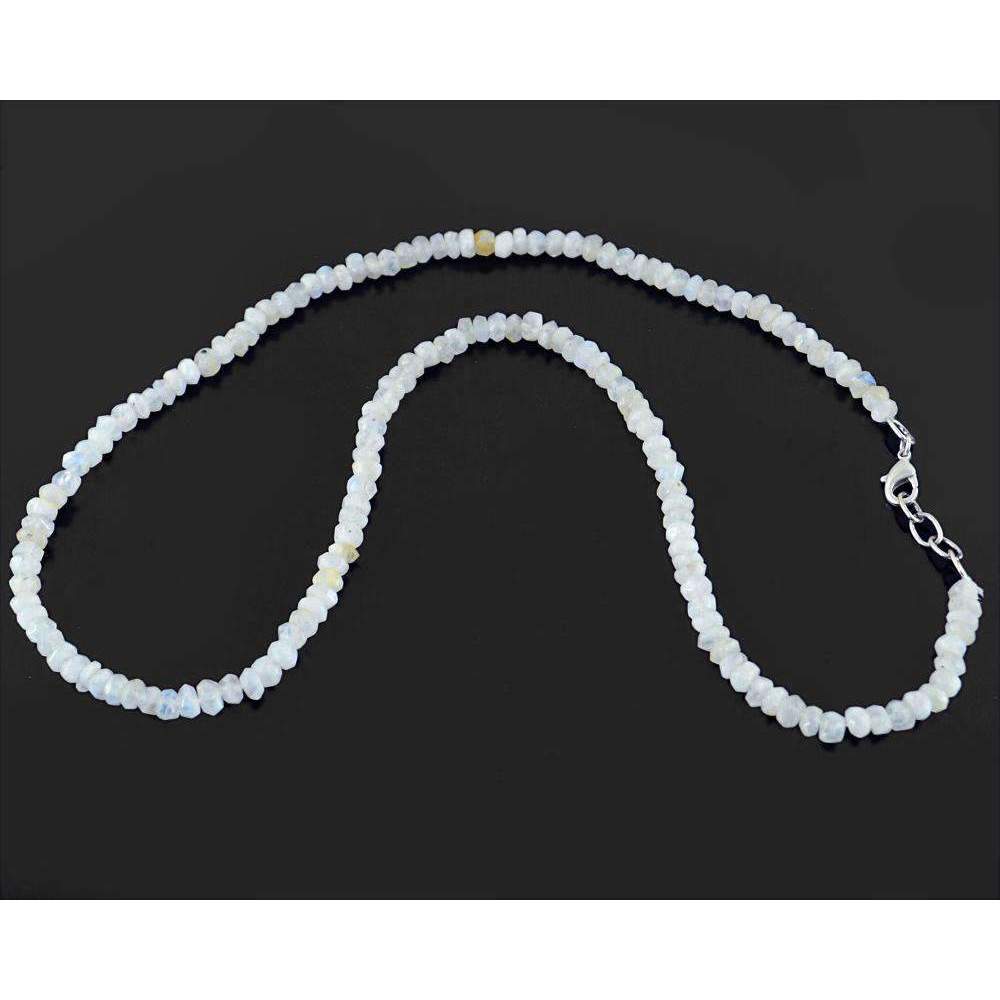 gemsmore:Blue Flash Moonstone Necklace Natural Faceted Round Beads