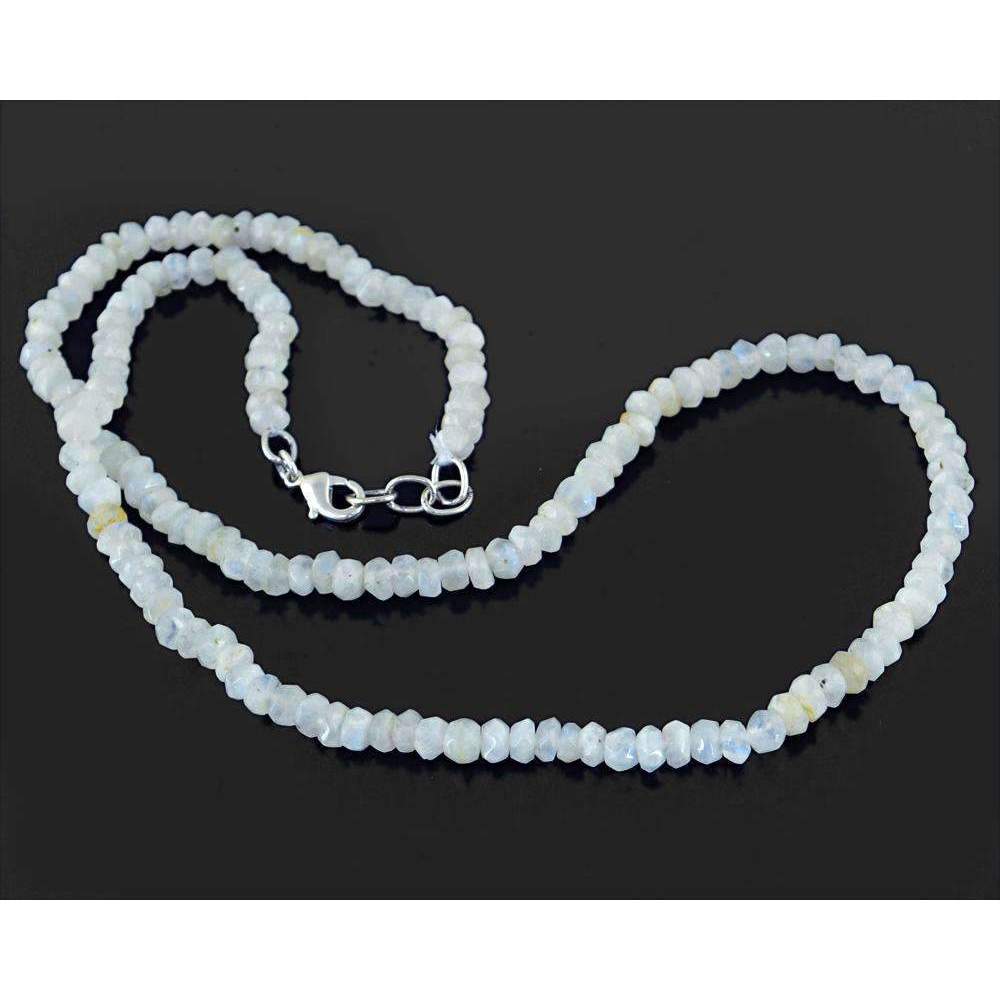 gemsmore:Blue Flash Moonstone Necklace Natural Faceted Round Beads