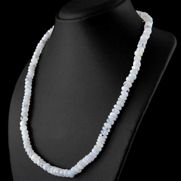 gemsmore:Blue Flash Moonstone Necklace Natural Round Shape Beads