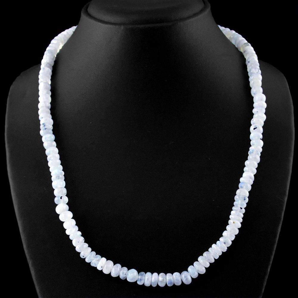 gemsmore:Blue Flash Moonstone Necklace Natural Round Shape Beads
