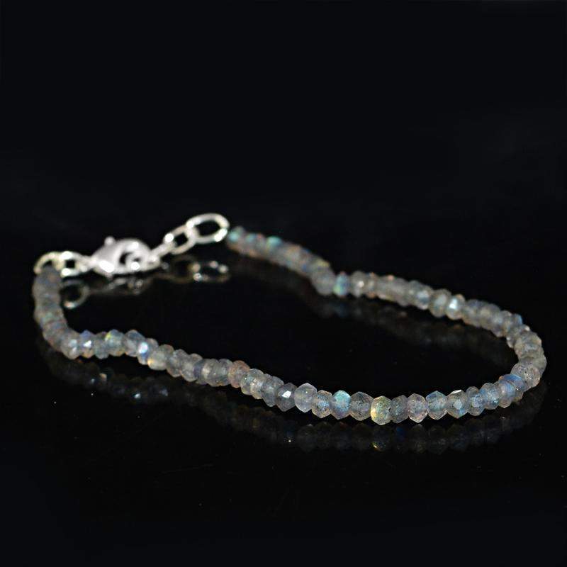gemsmore:Blue & Golden Flash Labradorite Bracelet Natural Faceted Beads