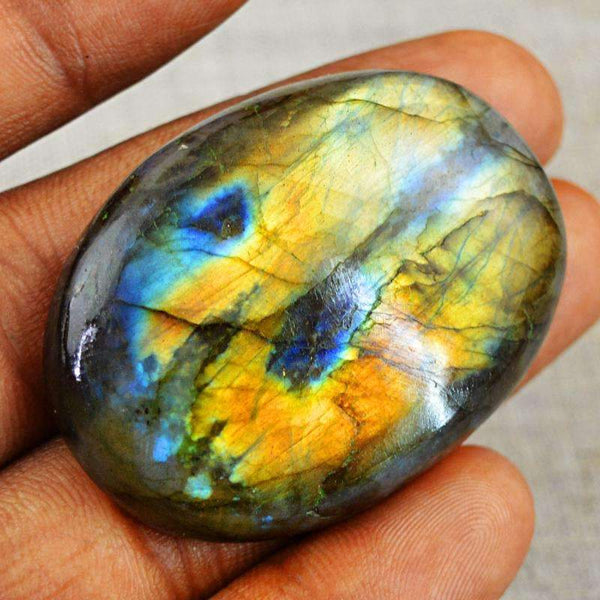 gemsmore:Blue & Golden Flash Labradorite Gemstone Natural Oval Shape