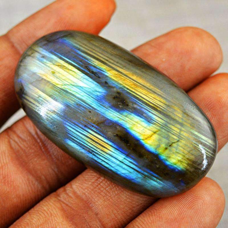 gemsmore:Blue & Golden Flash Labradorite Gemstone Natural Oval Shape